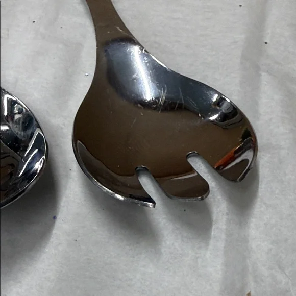 ⭐️Vintage Set of ceramic & stainless steel salad servers vegetable themed handle - Picture 11 of 12